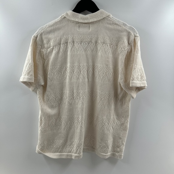 American Eagle Cream Textured Button Down Shirt Men’s Size Medium 100% Cotton - Picture 5 of 5